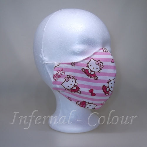 Mund und Nasenbedeckung, Behelfsmaske, BMNS, Mieze Rosa / Kindergrösse mit Filterfach